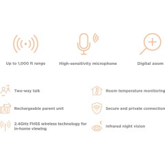Motorola VM483 Baby Video Monitor 300m FHSS - Gold & White | Secure & Clear Connection